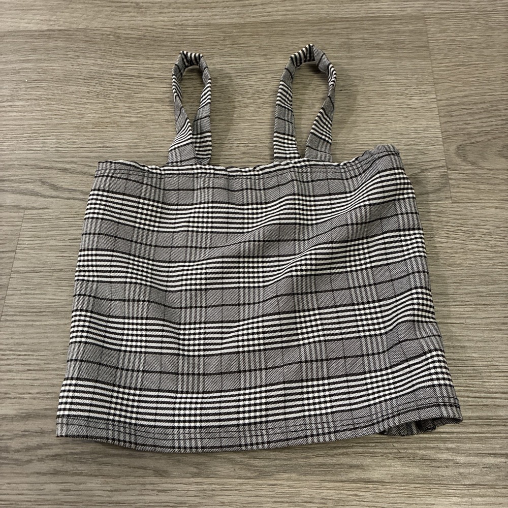 Black & White Nova Kids Plaid Smocked Back Tank Top | Size 6T